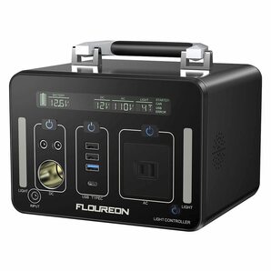 【ジャンク品】FLOUREON ポータブル電源 大容量 500Ｗh/140400mAh ポータブル蓄電池 純正弦波 液晶大画面表示 LEDライト付き ソーラー充電の画像1