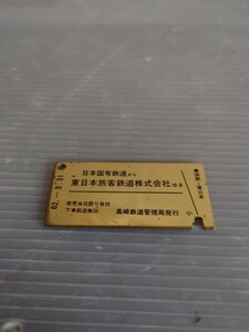 日本国有鉄道から東日本旅客鉄道株式会社　記念キーホルダー　切符　キーホルダー部分欠品　国鉄→東日本　中古