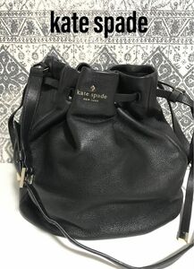 【美品】kate spade ケイトスペード レザー ショルダーバッグ ブラック