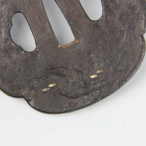 江戸時代 鍔 蜻蛉模様 金銀象嵌 3c6-124の画像5