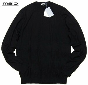 1円~【8.8万新品】54-XXL【malo/マロ/マーロ】なめらかな光沢感と高級感を★3シーズンで大活躍★シルキーコットンハイゲージニット◆