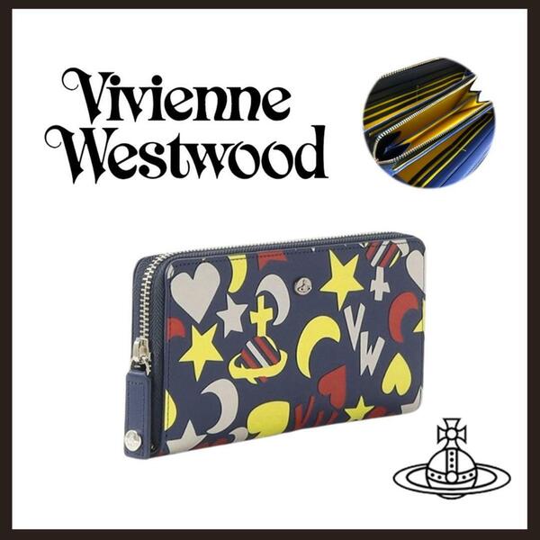 ○★新品 未使用 Vivienne Westwood スターハートムーン 長財布 ラウンドファスナー 人気モデル○●