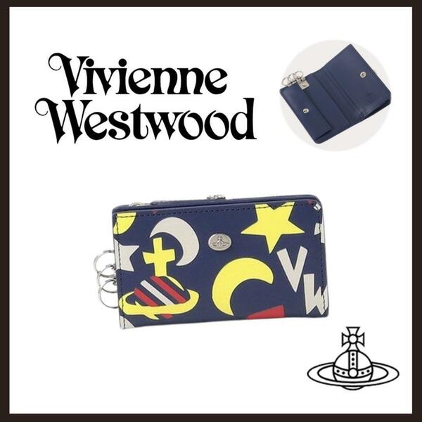 ○★新品 未使用 Vivienne Westwood スターハートムーンキーケース ネイビー○●