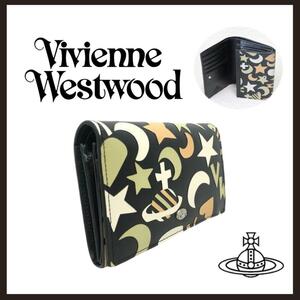 ○★新品 未使用 Vivienne Westwood スターハートムーン二折財布 ブラック○●