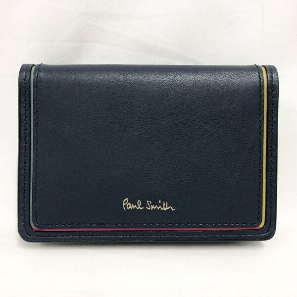 ○★訳有り 新品未使用　Paul Smith (ポールスミス)　スワールカラーライン　三つ折り財布　ネイビー★○