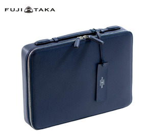 ○★新品未使用　FUJITAKA (フジタカ)　ワープロラックス トランク型 レザーブリーフバッグ A4　ネイビー★○