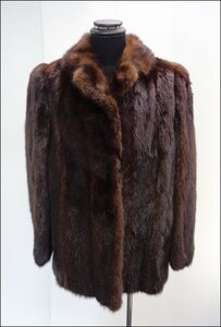 Bana8・衣類◆毛皮◆ミンク 襟付 ハーフコート 9号 ブラウン系