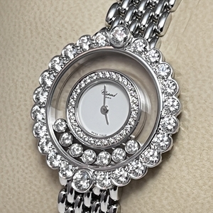 CHOPARD Chopard 20/4180D HAPPY DIAMOND happy diamond 7P moving diamond 54P diamond bezel 18K WG pure gold k War tsu