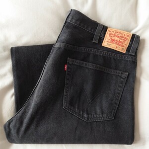 2010年製造 Levi's 550後染めブラックジーンズ 古着/W42L32【YLV2139】