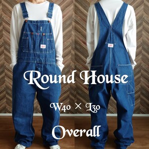 USA製 ROUND HOUSE デニムオーバーオール/サロペット 古着W40【YOA1245】