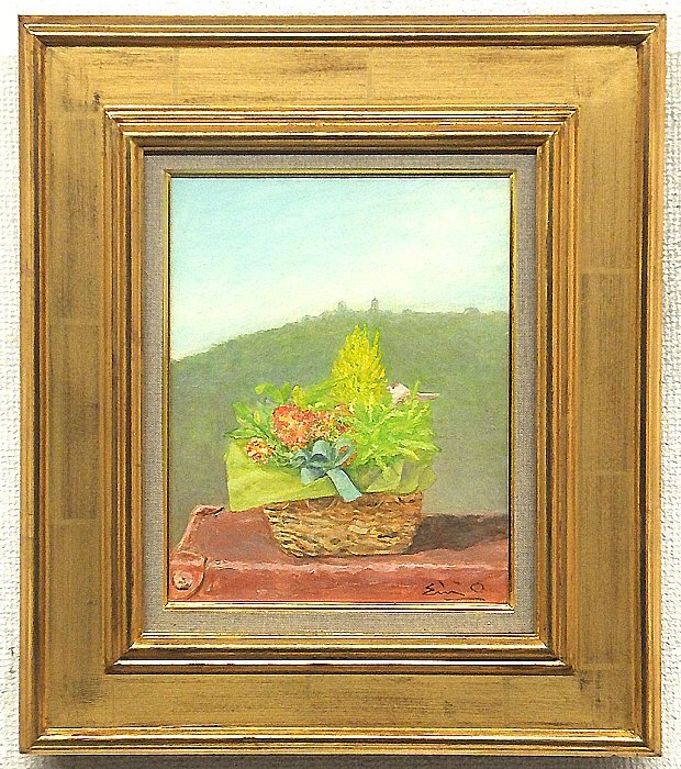 [GLC] Hidetoshi Otsu Flowers of Burgundy Oil Painting No. 3 Joint Seal Member of the Art Academy Member of the Independent Art Association Professor Emeritus of Tama Art University, painting, oil painting, still life painting