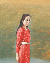 【GLC】金子ひろし 「森の声」 テンペラ30号 リアリズム女性像人気画家 ◆大作逸品!_画像2