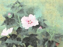 【GLC】大矢十四彦 「芙蓉」 日本画10号共シール 院展特待 新潟出身巨匠 ◆逸品!_画像2