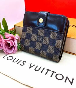 【美品】LOUIS VUITTONルイヴィトン ダミエ コンパクトジップN61668正規品