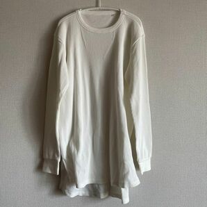 【試着のみ】ワッフル ロンT メンズMサイズ 白 カットソー ホワイト 長袖Tシャツ トップス