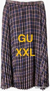 GU ジーユー　プリーツスカート　XXL プリーツ　チェック　スカート　春　可愛い　 ロング　大きいサイズ
