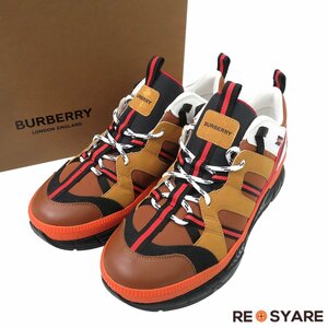 新品同様 BURBERRY バーバリー 8017129 ユニオン TBロゴ レザー レースアップ ロウ トップ スニーカー シューズ 箱付き 46410