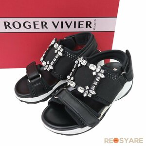 美品 RogerVivier ロジェ ヴィヴィエ VIV RUN ヴィヴ ラン ストラス バックル ストラス サンダル シューズ 45799