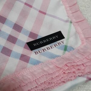 未使用 BURBERRY バーバリー ハンカチ ホース刺繍 ピンク系 ふちフリル サイズ約50cm×約50cm 素材綿100%