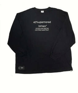 04 XL 黒 WTAPS ダブルタップス 40PCT UPARMORED / LS / COTTON ロゴ 長袖 Tシャツ メンズ 221ATDT-LTM01S ブラック ロンT