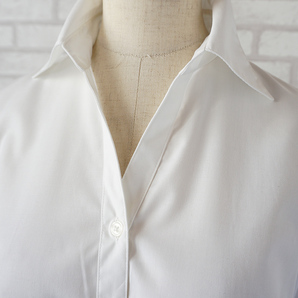 新品 13号 白 涼しい綿混 形状安定 開襟 半袖 シャツ ブラウス ベストスーツ 事務服 就活 リクルートスーツ レディース ネコポス便#40046の画像3