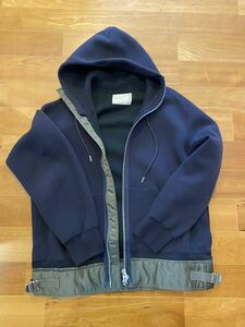 美品 sacai 23ss sponge sweat x nylon twill hoodie