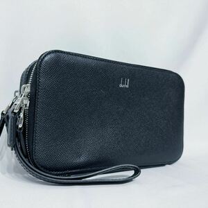 [ present / unused class ]1 jpy dunhill Dunhill kado gun second bag clutch men's business leather original leather 2. navy strap 