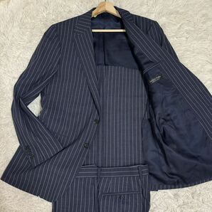 未使用級/希少XL/ダンヒル スーツ セットアップ ジャケット sartoria ストライプ ネイビー ウール dunhill 春夏 50 大きいサイズの画像1