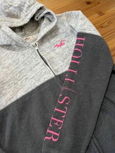 HOLLISTER ジップアップ パーカー ツートン グレー系 Mサイズ ホリスター サーフィン アメカジ スウェット カリフォルニア 170/92A