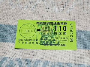 神戸市営地下鉄特割乗車券(コレクション用)