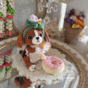 beagle あみぐるみ ハンドメイド ビーグル 犬 いぬ ドーナツ 刺繍の画像7