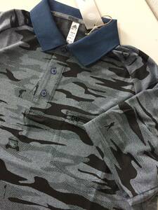 新品・アディダス　吸汗速乾ストレッチ　半袖ポロシャツ　ネイビーカモフラージュ（迷彩柄）　XL