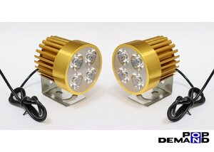 ◇即納◇汎用 金 4連 LED フォグランプ 車外灯 2個セット 250SS 250TR エストレヤ エストレヤRS KX85 KL250