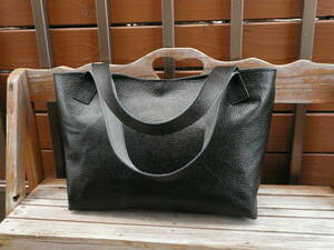  cow leather original tote bag black! is li. exist leather ..BLACK leather bag futoshi .. steering wheel business bag inside pocket button attaching 