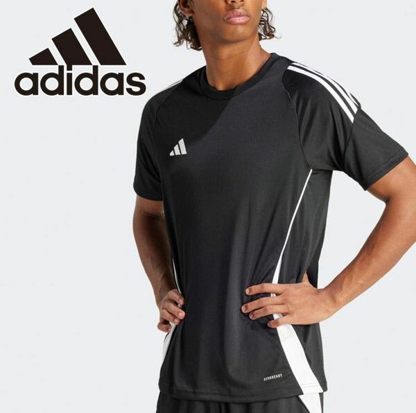 【新品】アディダス　サッカー　フットサル Tシャツ　　　ジャージ　トレーニングウェア　ドライシャツ　半袖　ブラック　メンズL