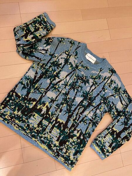 GU Beautiful People 2024グラフィックニットプルオーバーブルーS 美品