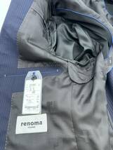 新品 !! renoma HOMME レノマ オム　スーツセットアップ　 春秋　背抜き　ネイビー　ストライプ　③　SIZE：AB５_画像6