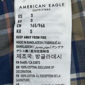 美品 !! AE AMERICAN EAGLE アメリカンイーグル 長袖シャツ 薄手 ボタンダウン ブルー ピンク チェック柄 SIZE： Sの画像7