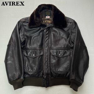 【極美品】AVIREX A-2 レザーブルゾン ブラウン S