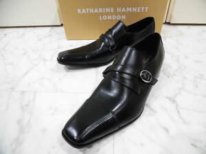 【新品未使用箱付】KATHARINE HAMNETT LONDON キャサリン ハムネット ロンドン ビジネスシューズ 25.5㎝ レザー 革靴 34501 BLACK