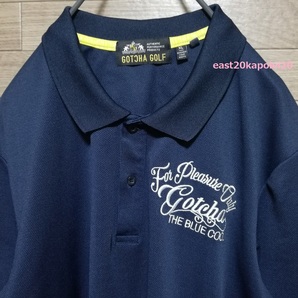 GOTCHA GOLF ガッチャ ゴルフ 刺繍 メンズ ウェア トップス 半袖 ポロシャツ XL size 紺 ネイビー 美品 春夏 ファイン モーションの画像4