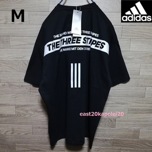 新品 adidas THE THREE STRIPES WRD アディダス スリーストライプス メンズ オーバーサイズ ビッグシルエット Tシャツ M ブラック 未使用 