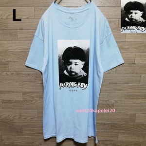 少年ジェッター PEKING BOY 北京少年 ボックス フォト メンズ ウェア トップス 半袖 Tシャツ L size 水色 美品 フォトT Tee 