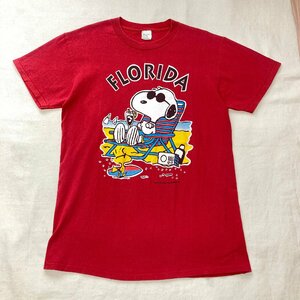 Characters USA　SNOOPY　スヌーピー　USA製　FLORIDA　プリント Tシャツ　レッド/赤　LARGE