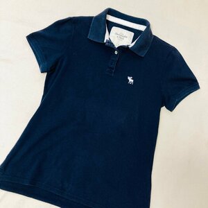 Abercrombie & Fitch　ロゴマーク 刺繍　ポロシャツ　ネイビー/紺　M