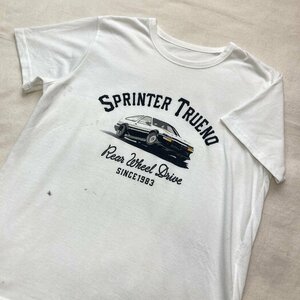 ハチロク　SPRINTER TRUENO　イラスト プリント Tシャツ　ホワイト/白　LL　トヨタ自動車株式会社承認済み品