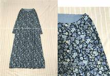 *:. ハンドメイド　cotton　小花柄　navy　ピンタック　前ボタン　タック切替OP .:*_画像1