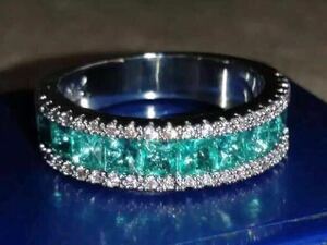  new goods 17.5 number AAA+ CZ emerald ring platinum finishing diamond diamond ring stamp have emerald gem free shipping 