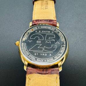 YEMA イエマ S1 YR3 QUARTZ クォーツ 腕時計 中古品 電池切れ テスター〇 革ベルト ムーンフェイズ 格安 コレクション 1円出品 7915の画像4