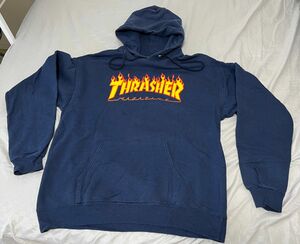 THRASHER スラッシャー　パーカー ビッグロゴ 裏起毛 ネイビー